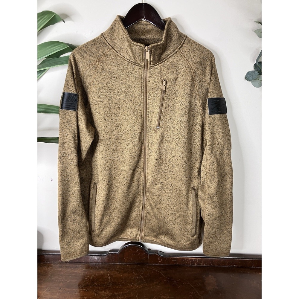 Grunt Style Mens Full Zip Light Brown Sweater Jacket Fleece Size Large